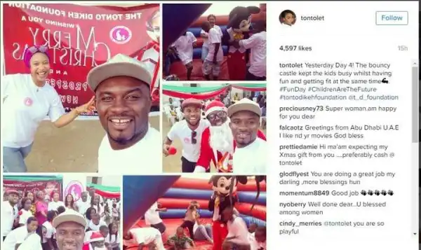 Tonto Dikeh Enjoys Christmas With Kids.